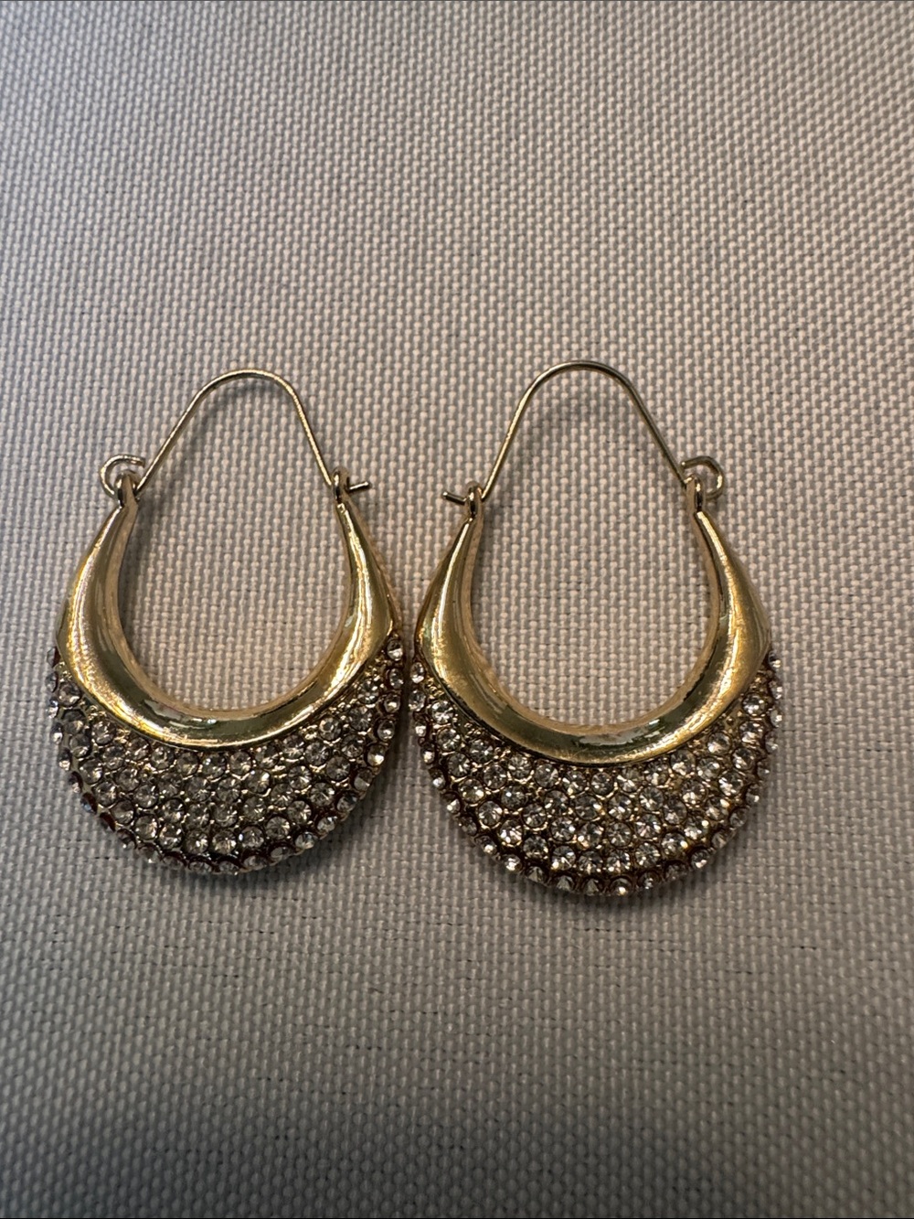 Loft Gold Crystal Pave Teardrop Hoop Earrings